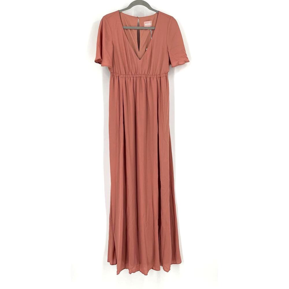 Show Me Your MuMu Emily Maxi Dress Rustic Mauve Crisp Small NWT - Picture 7 of 7